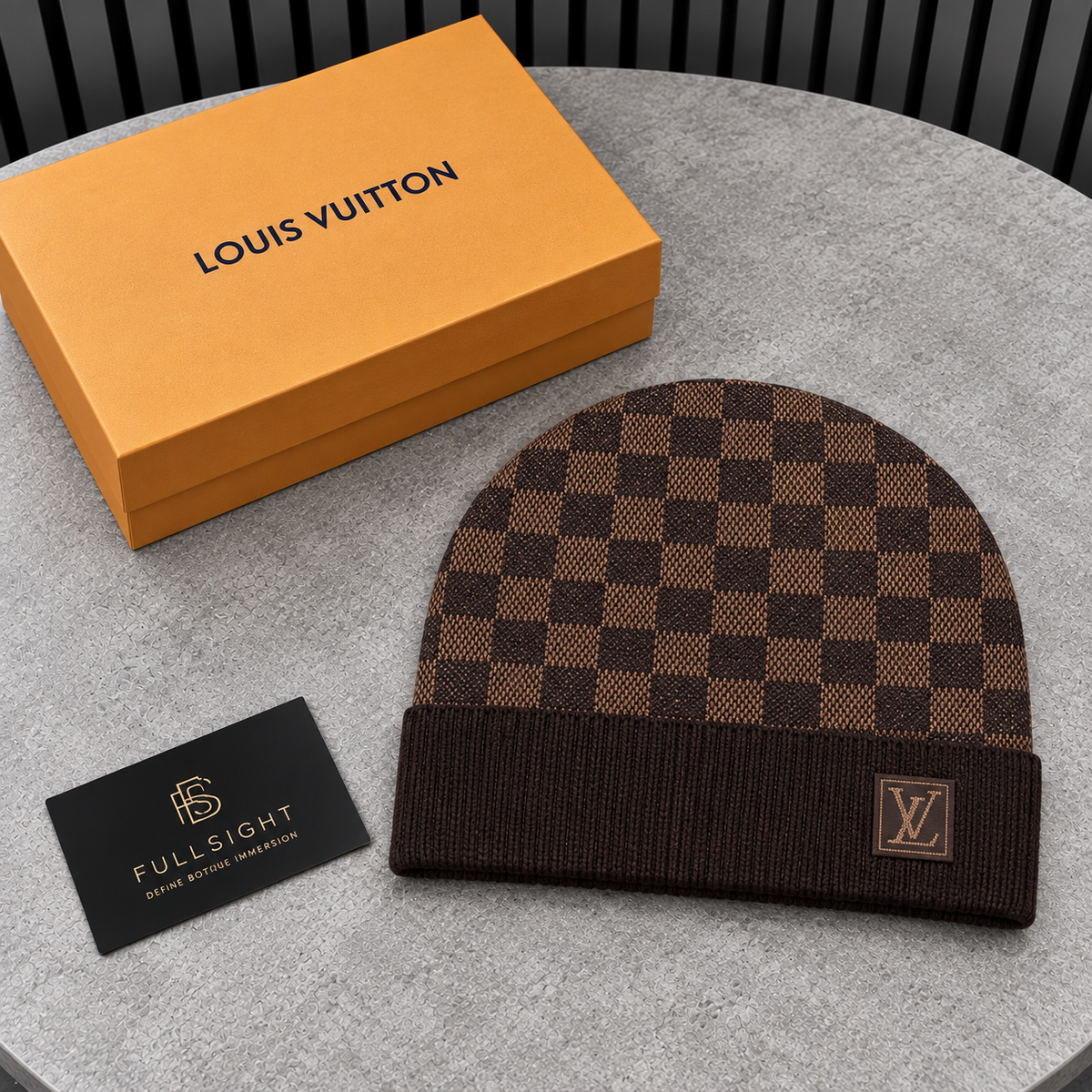 Bonnet Louis Vuitton à carreaux